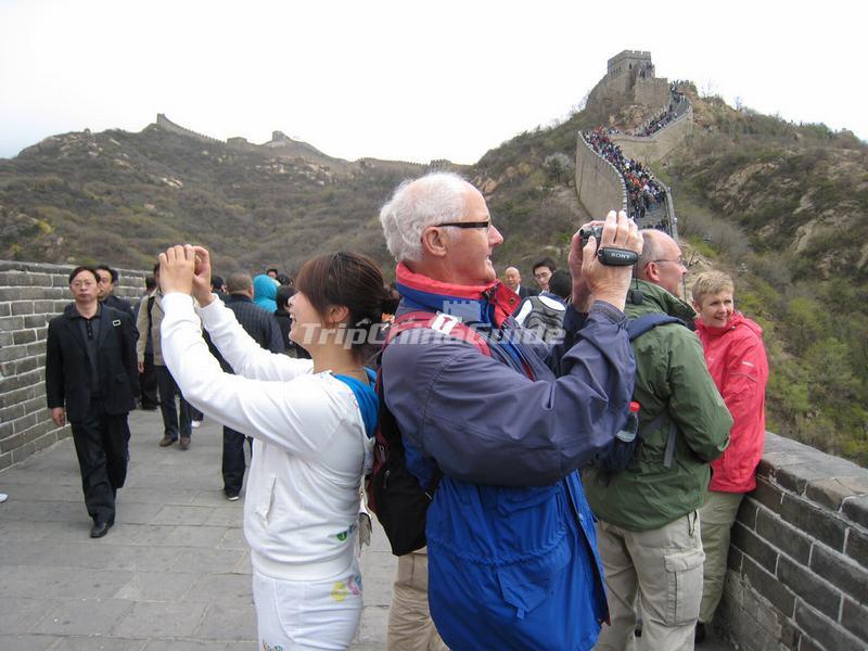 Tourists Take Photos on Badaling Great Wall