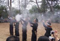 Fire Rifles into the Air at Basha Miao Village Guizhou China 