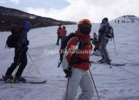 Tourists Enjoy Skiing in  Beijing Snow World Ski Resort