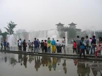 People Watch Fountain Show at Xi'an Big Wild Goose Pagoda North Square