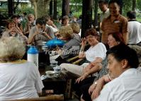 Tourists Sitting in Chengdu Teahouses