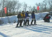 A Group of Skiers in Erlongshan Ski Resort 