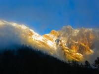 A Snowclad Peak Under the Morning Sun in Hailuogou National Glacier Forest Park