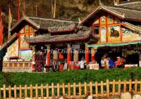 Tibetan House in Jiuzhaigou Valley Spring 