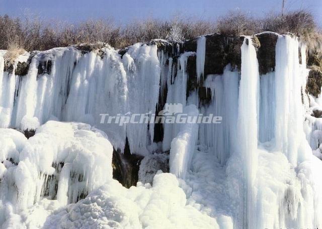 Jiuzhaigou Valley Waterfall in Winter