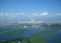 A Bird's Eye View of Dian Lake from the Western Mountains in Kunming  