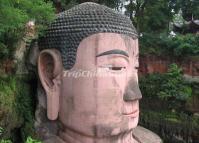 Big Head of Giant Stone Buddha at Leshan Mountain Sichuan 