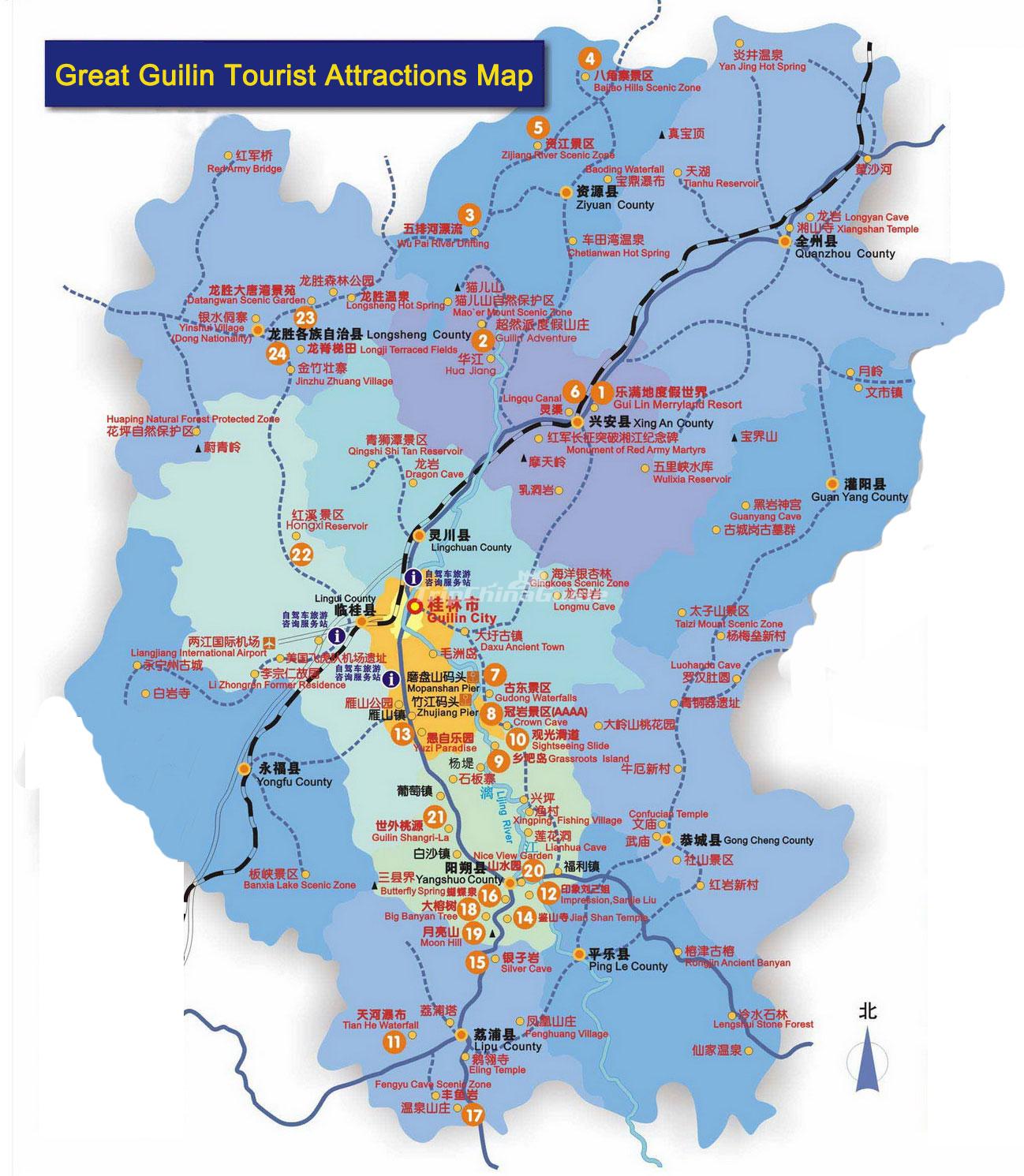 guilin tourist map