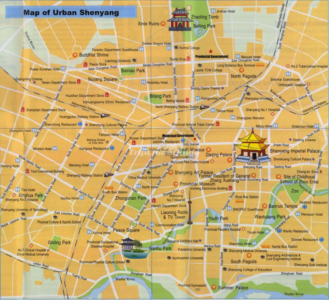 Shenyang China Tourist Map Maps of Shenyang
