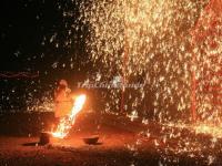 A Blacksimth Perform Molten Iron Fireworks Show in Nuanquan Town, Yu County