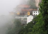 The builings near the cliff in Jiuhua Mountain 