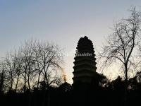 Xi'an Small Wild Goose Pagoda at Nightfall