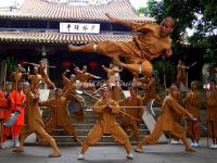 The Monks Perform Kung Fu in China South Shaolin Temple