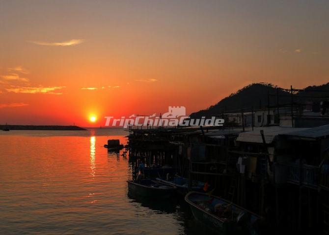 Sunset over Tai O Fishing Village Hong Kong