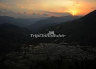 The Beautiful Sunset and Rice Terraces at Laohuzui 