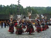 People Dance at Upper Langde Miao Village China