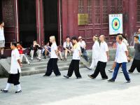 Tourists Learn Tai Chi in Wudang Mountains