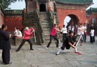 Tourists Play Kung Fu at Wudang Mountains Hubei 