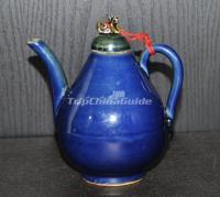 Blue-Glazed Pyriform Teapot Yuan Dynasty